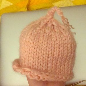 Pink baby girl hand knit hat